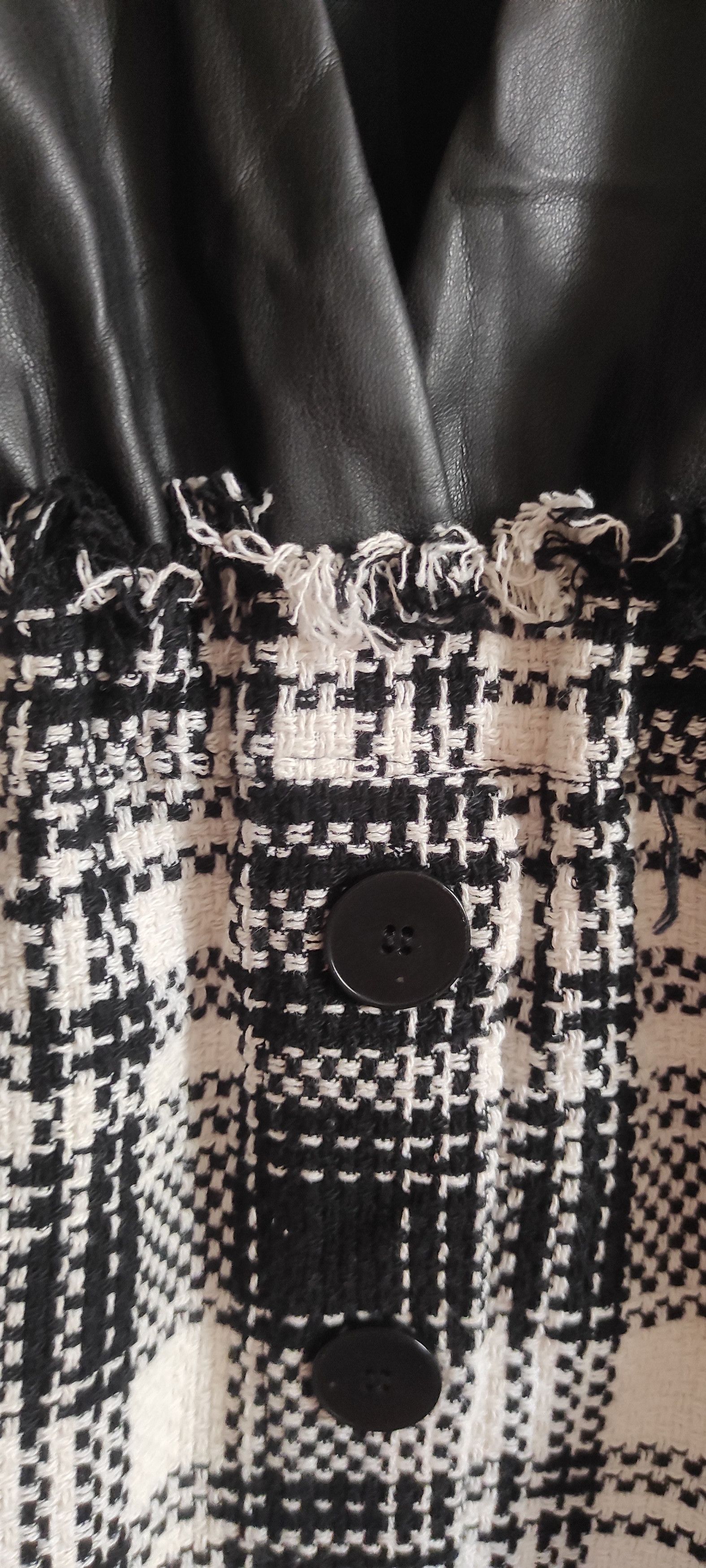 Zara Zara Faux Leather Sleeveless Check Tweed Pinafore Dress Size S / US 4 / IT 40 - 6 Thumbnail
