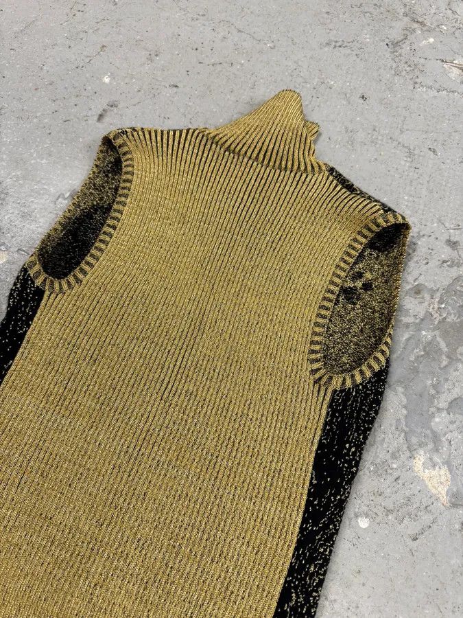 Designer × Just Cavalli × Vintage 2000s Cavalli Golden Panther Sleeveless High Neck Sweater Size XXS / US 00 / IT 34 - 6 Thumbnail