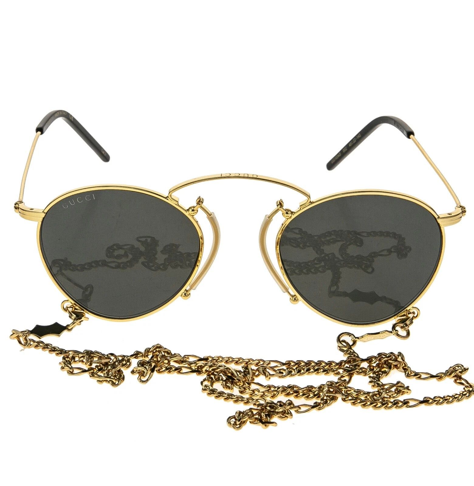 Gucci GUCCI GG1034S 1034 ARIA Pinke-nez Gold Chain 002 002 Size ONE SIZE - 6 Thumbnail