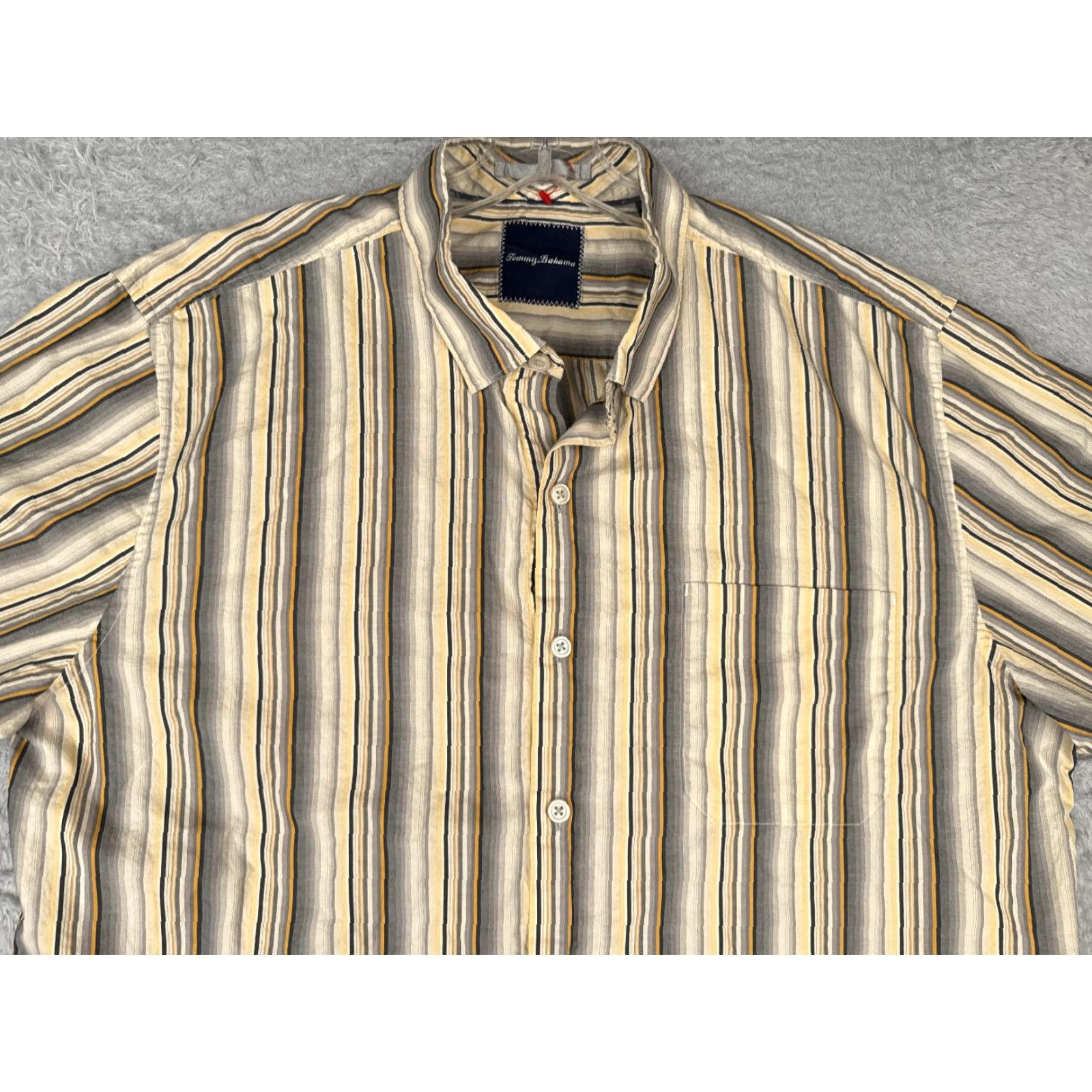 Tommy Bahama Tommy Bahama Shirt Men Extra Large Yellow Stripe Button Pima Cotton Long Sleeve Size US XL / EU 56 / 4 - 4 Thumbnail
