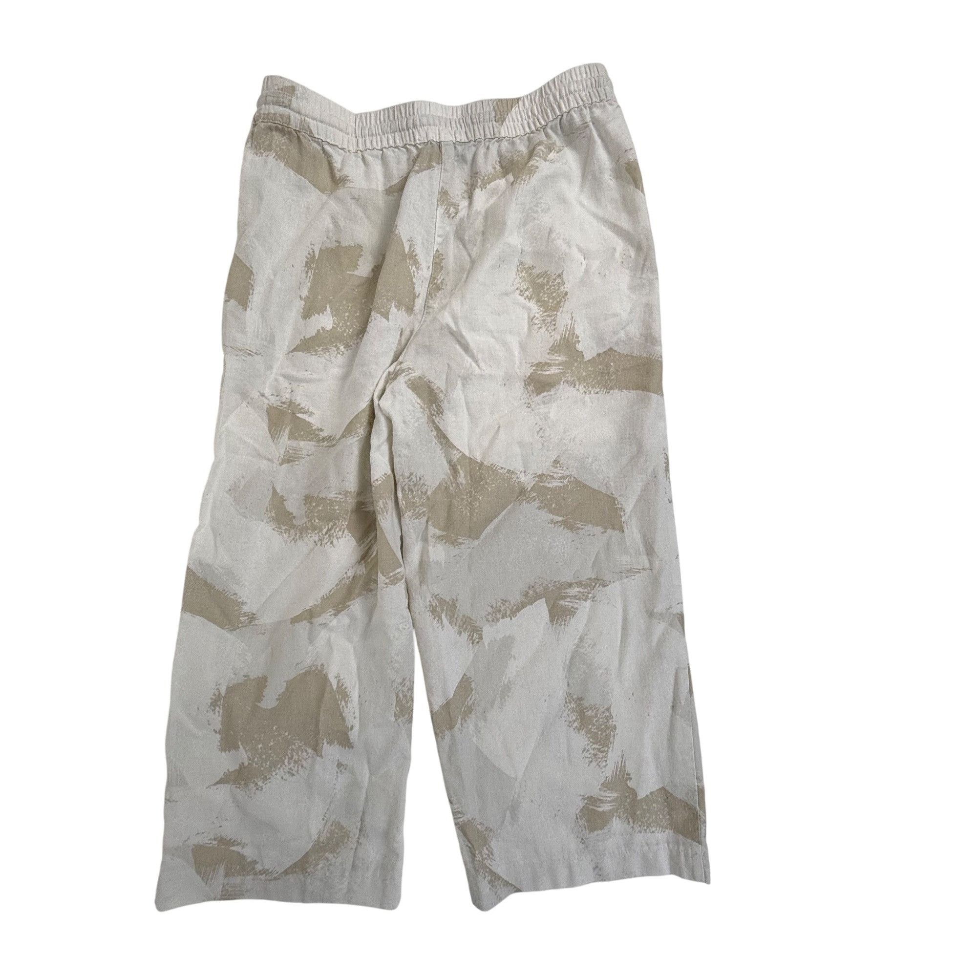 DKNY DKNY Wide-Leg Pull-On Linen Blend Pull-On Pants Beige Print Size 30" / US 8 / IT 44 - 3 Thumbnail