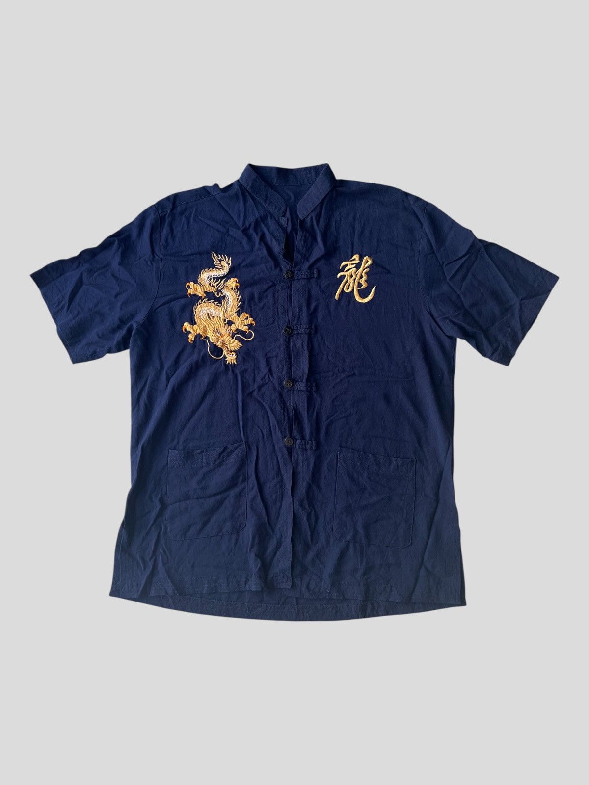 Comme des Garcons Homme Deux Vintage 50s/60s 🐉 Embroidery Mandarin Collar B/D Rayon Shirt Size US L / EU 52-54 / 3 - 1 Thumbnail