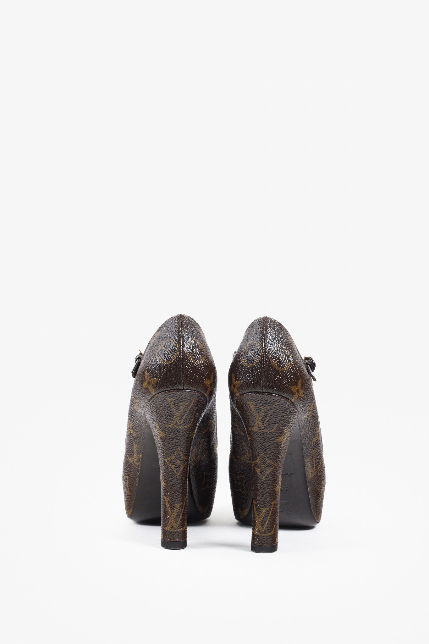 Louis Vuitton Louis Vuitton Brown Monogram Canvas Peep Toe Mary Jane Pumps Size US 6 / IT 36 - 3 Thumbnail