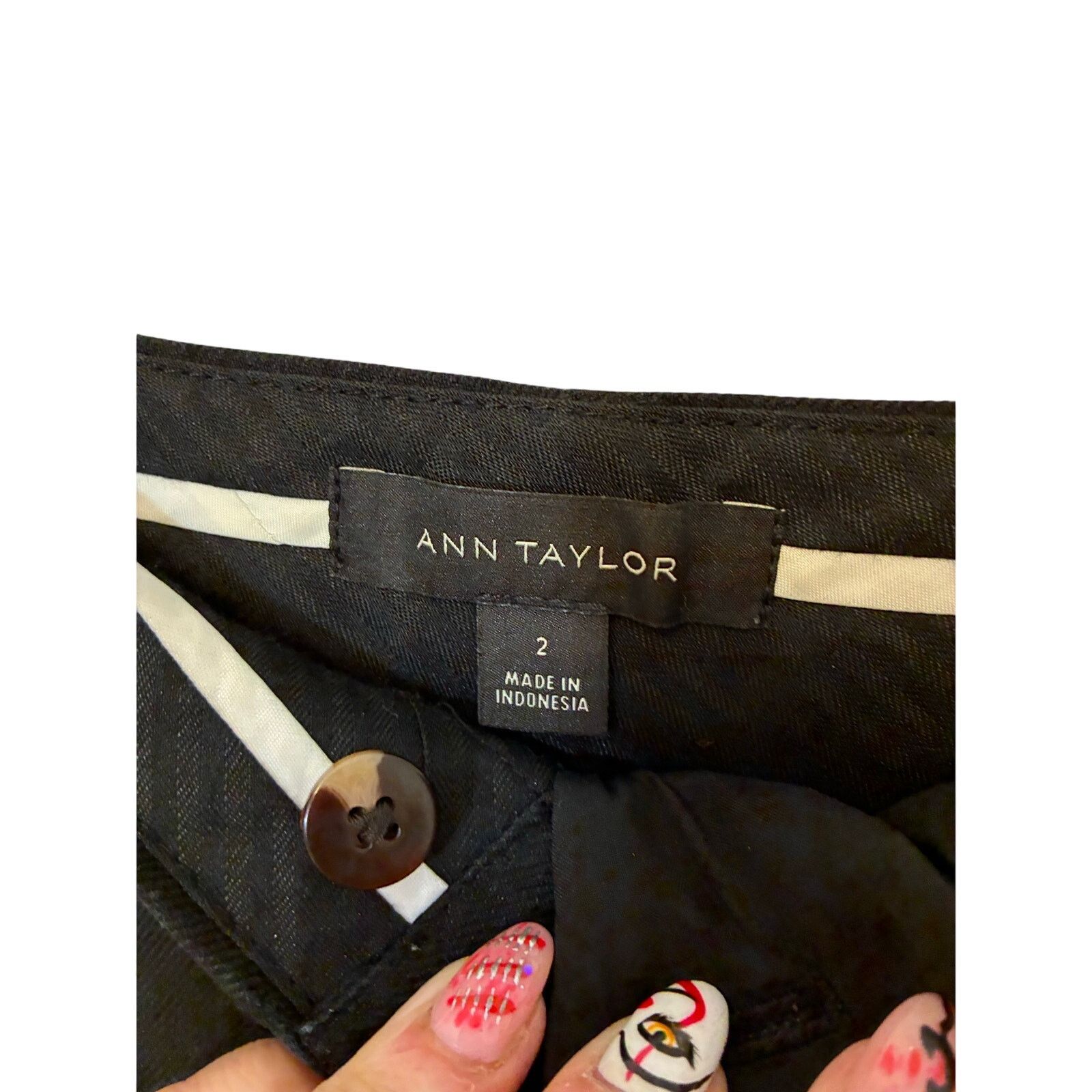 Ann Taylor Ann Taylor Stretch Linen Black Straight Leg Pants Sz 2 Size 26" / US 2 / IT 38 - 3 Thumbnail