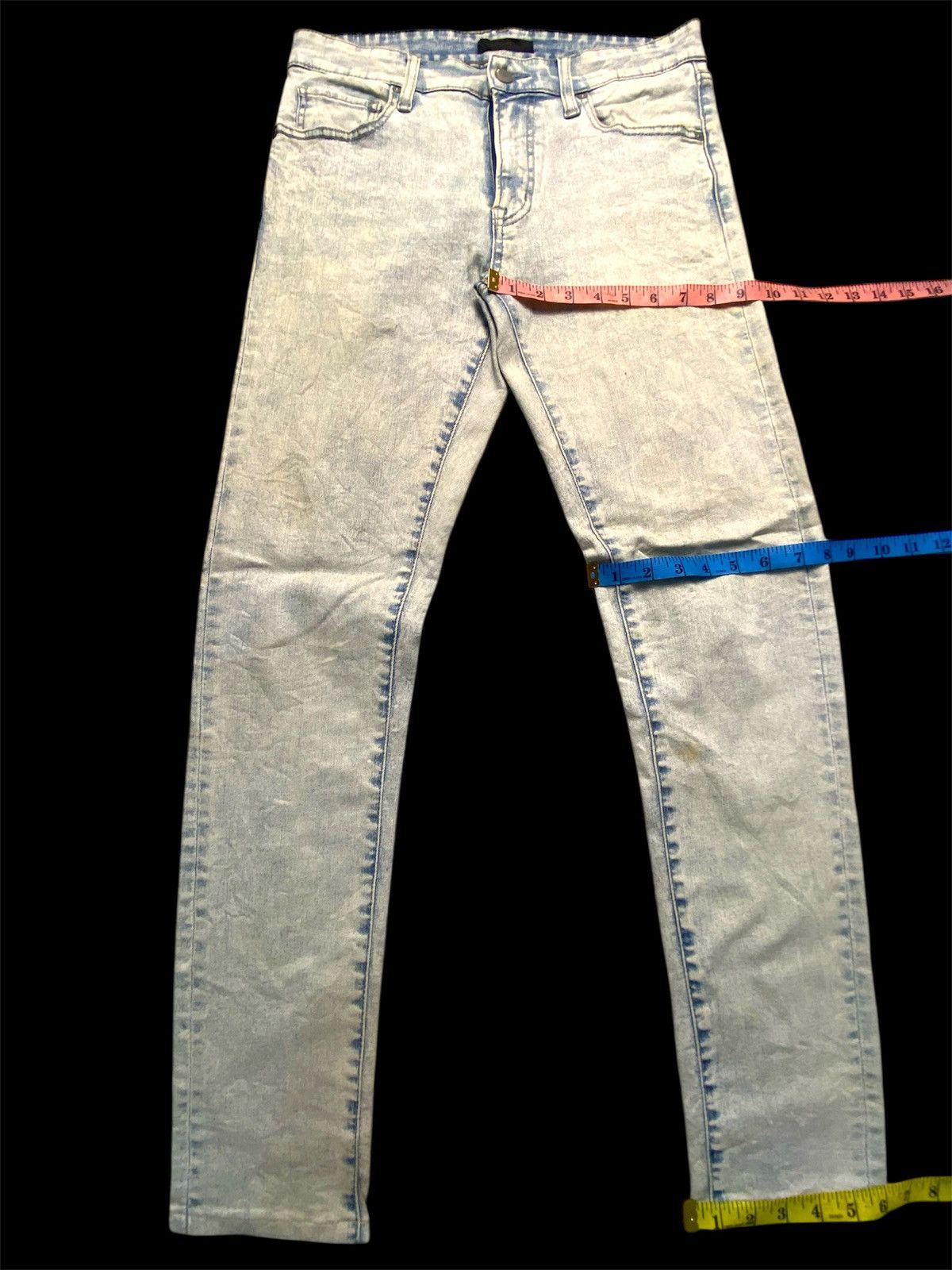 Japanese Brand Skinny Acid Wash Uniqlo Jeans Size 34" / US 12 / IT 48 - 6 Thumbnail