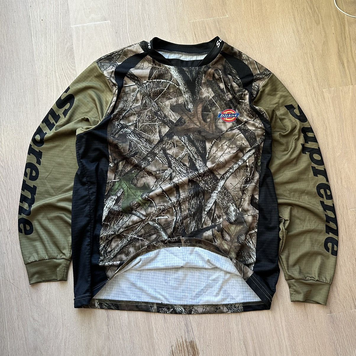 image of Fw23 Supreme X Dickies Camo Longsleeve Racing Jersey Shirt, Men's (Size Small)