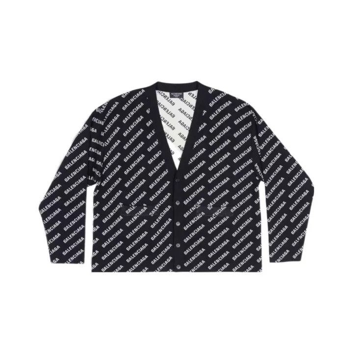 Balenciaga Balenciaga Black Letter Print Knit Cardigan Size US M / EU 48-50 / 2 - 1 Thumbnail