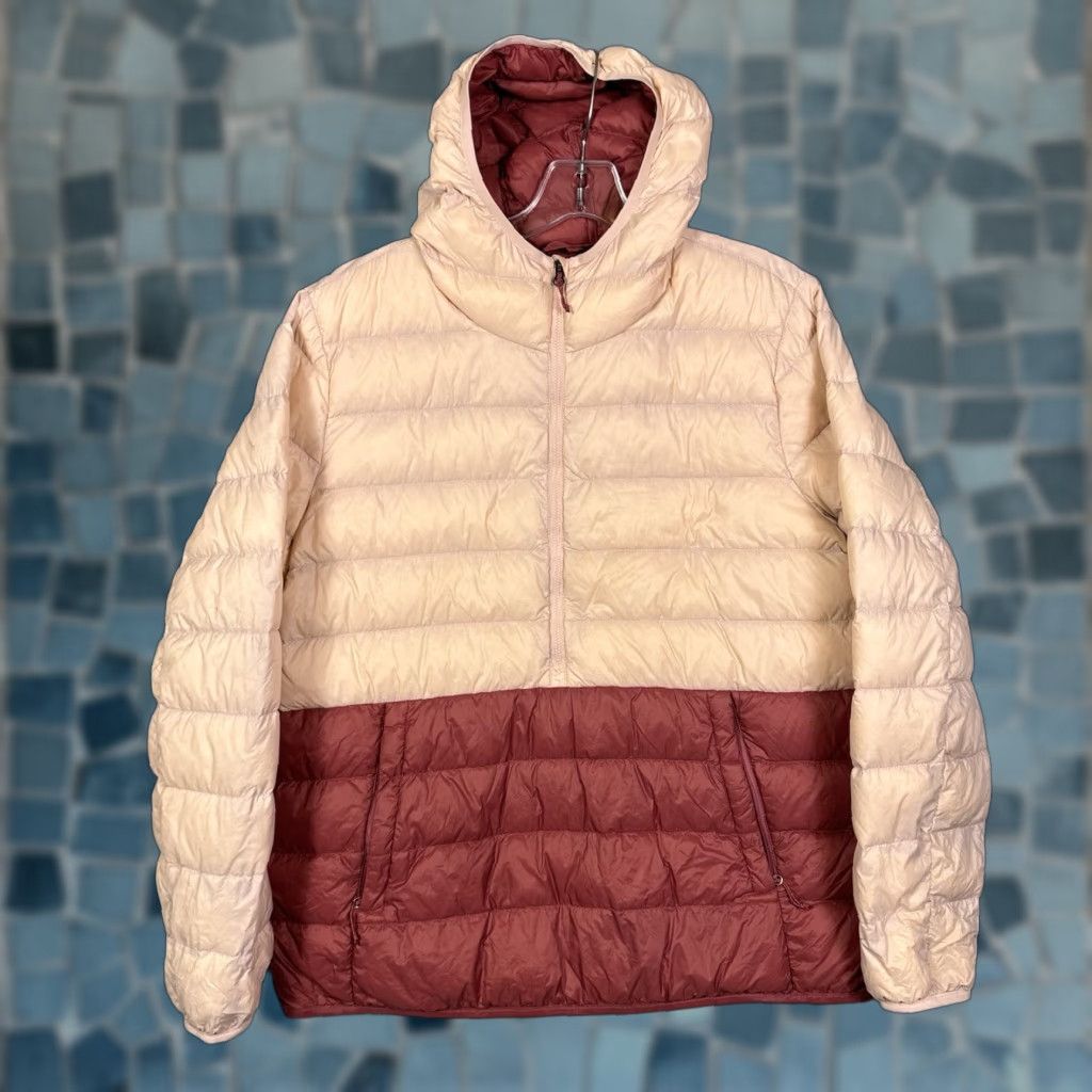 Eddie Bauer Eddie Bauer Cirruslite Down Parka Hooded Puffer 1/2 Zip Womens L Pink Geometric Quilt Zip Pocket Java? Size L / US 10 / IT 46 - 1 Thumbnail