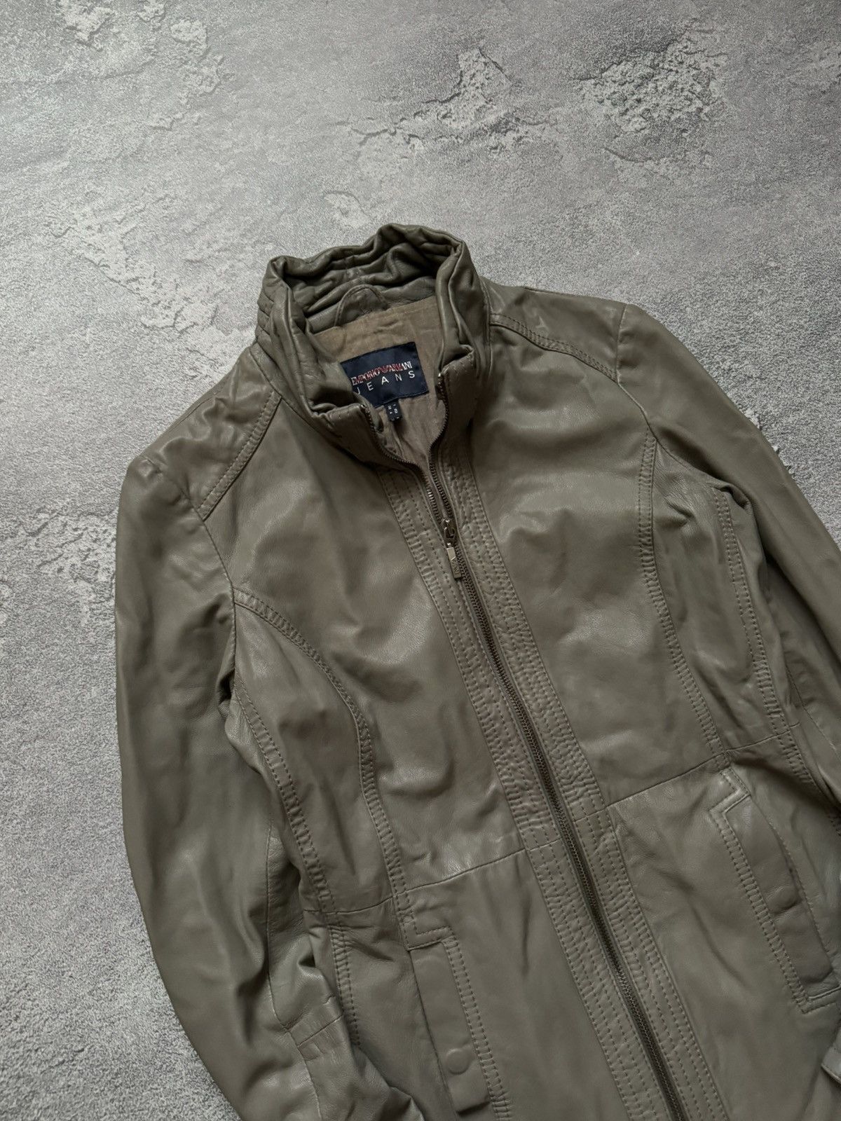 Armani × Emporio Armani Emporio Armani Jeans I38/US4/F34 long leather jacket coat Size S / US 4 / IT 40 - 2 Thumbnail