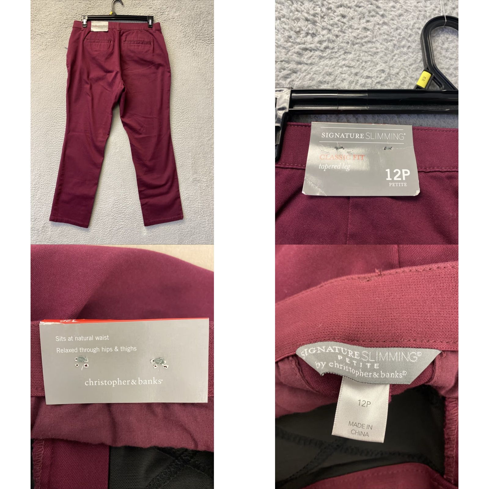 Vintage Christopher & Banks Women's Maroon Pants 12P Skinny Chino Classic Casual Size 34" / US 12 / IT 48 - 8 Thumbnail
