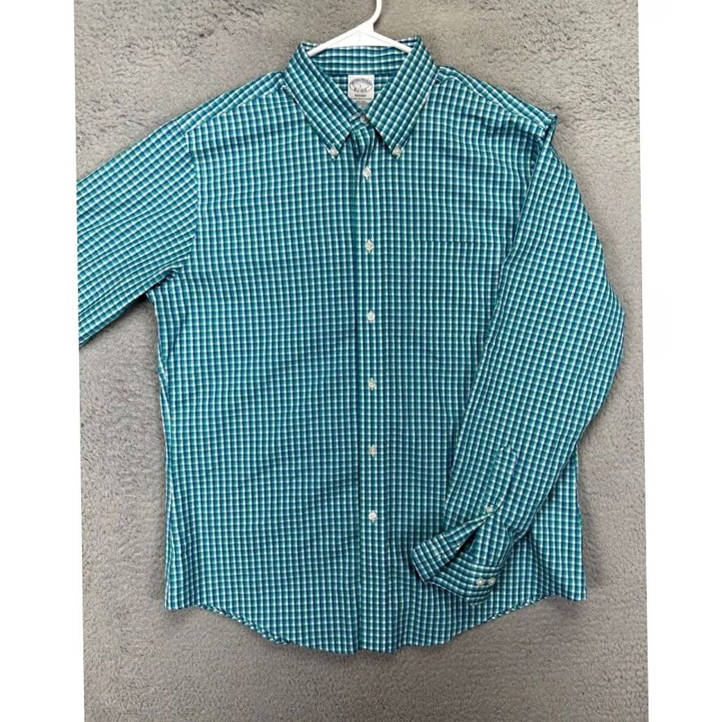 Brooks Brothers Brooks Brothers Shirt Mens Large Green Plaid 1818 Regent Supima Cotton Button Up Shirt Size US L / EU 52-54 / 3 - 3 Thumbnail