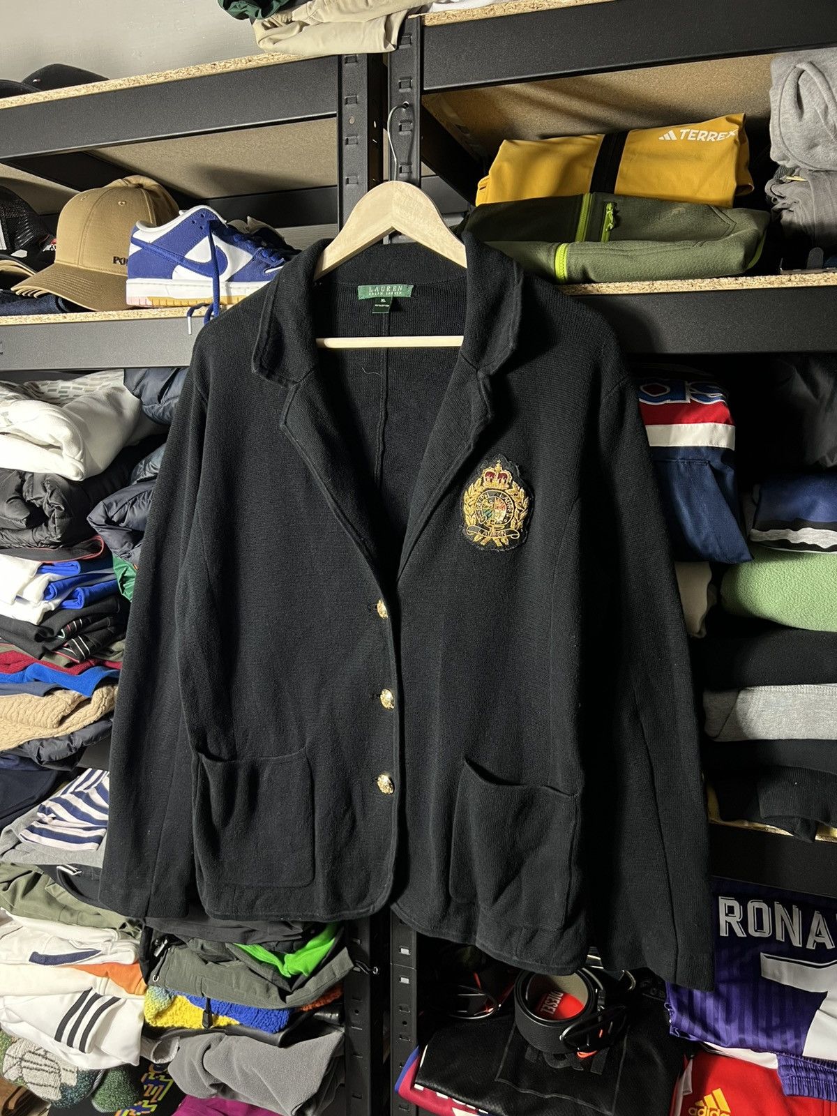 Polo Ralph Lauren 🖤 Ralph Lauren Women’s Knit Blazer Jacket XL Black Cotton Size XL / US 12-14 / IT 48-50 - 2 Thumbnail
