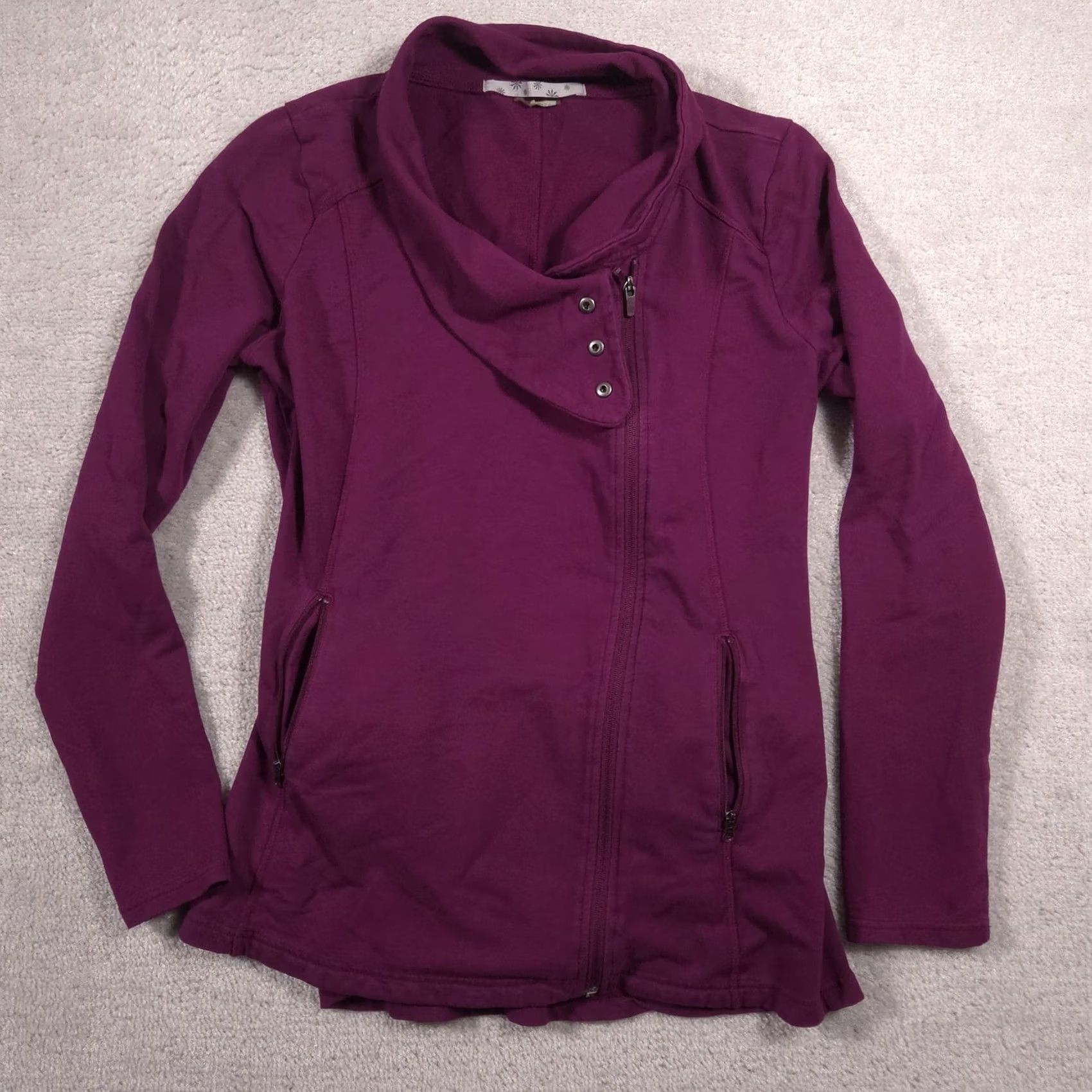 Athleta Athleta Jacket Womens Medium Purple Funnel Neck Full Zip Peplum Hem Jersey Knit Size M / US 6-8 / IT 42-44 - 2 Thumbnail