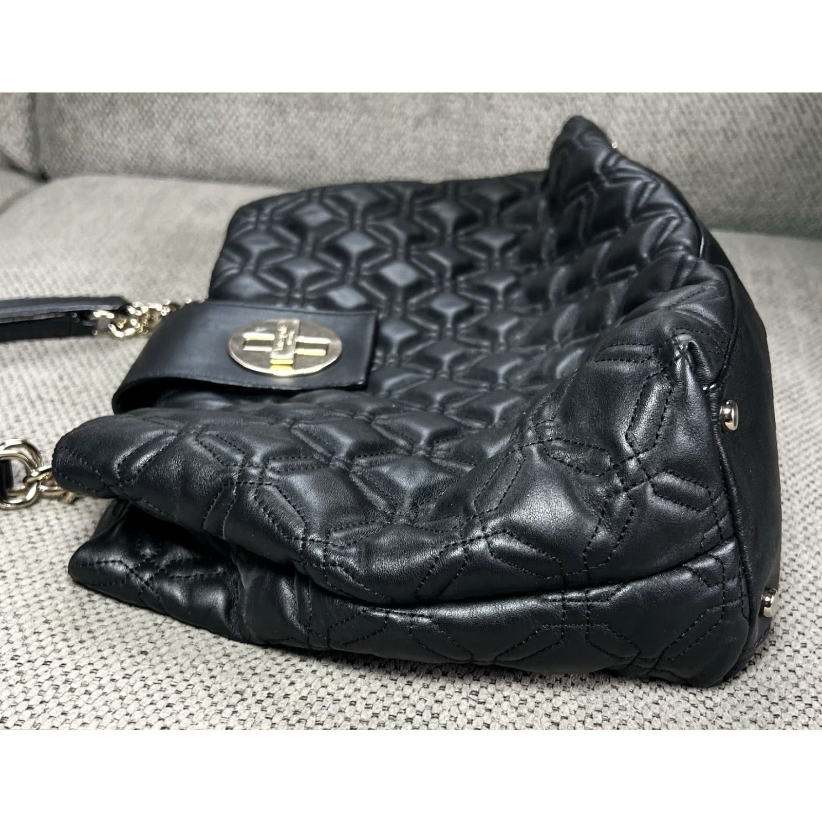 Vintage KATE SPADE Astor Court Elena Quilted Purse Shoulder Hand Bag Leather Black | Kate Spade New York | Women | Medium | Black | Quilted | Shoulder Bag Size ONE SIZE - 3 Thumbnail