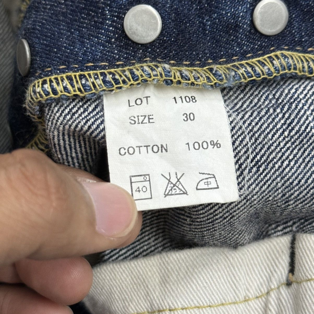 Full Count & Co. Selvedge Full Count Distress Indigo Chainstitch Denim Pants Size US 30 / EU 46 - 19 Thumbnail