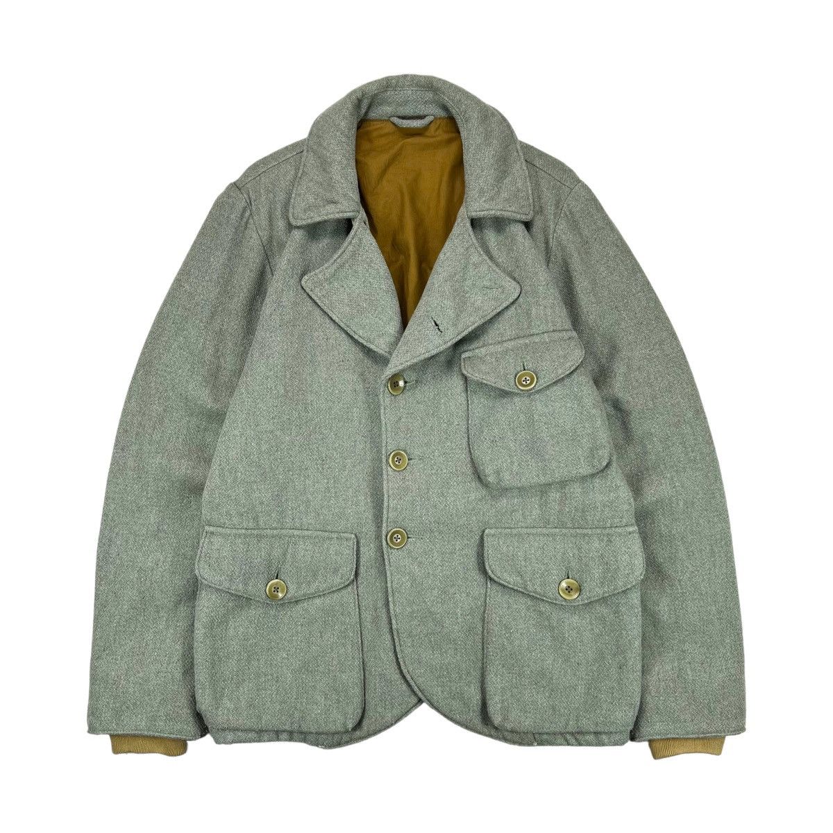 image of Kapital Wool Jacket Blouson Tweed Coat in Green, Men's (Size Small)
