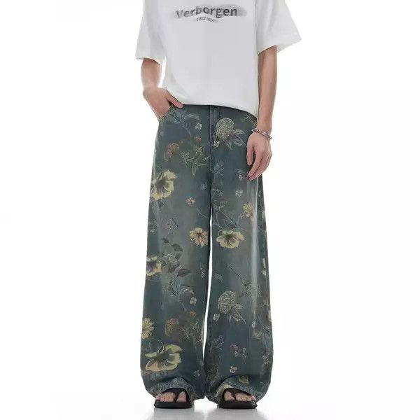 Japanese Brand Nami American retro floral print loose wide-leg jeans Size US 32 / EU 48 - 8 Thumbnail