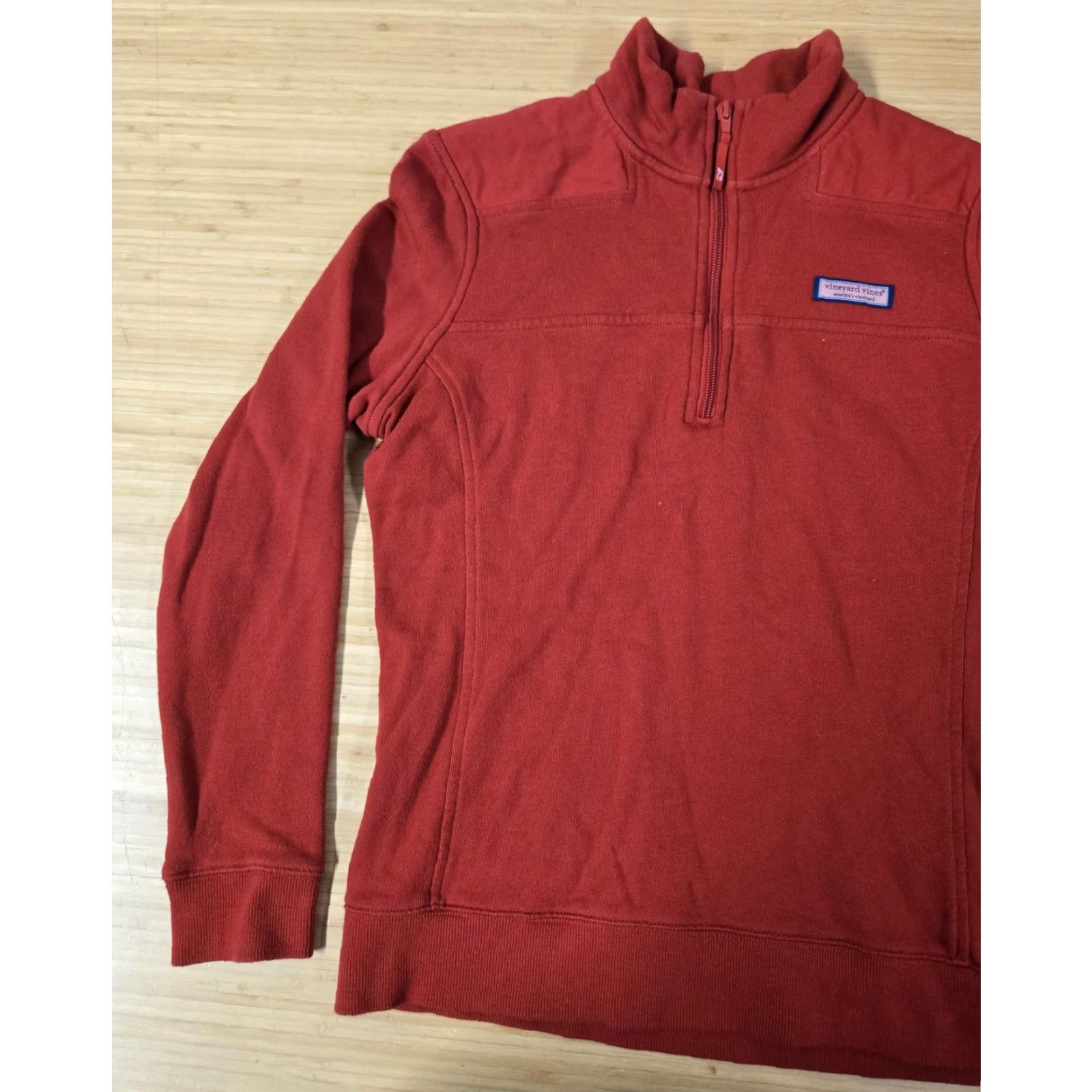 Vineyard Vines Vineyard Vines Shep Shirt Womens S Red Quarter Zip Pullover Sweatshirt Mock Neck 1/4 Zip Preppy Whale Snug Ribbed Cuffs Size S / US 4 / IT 40 - 3 Thumbnail