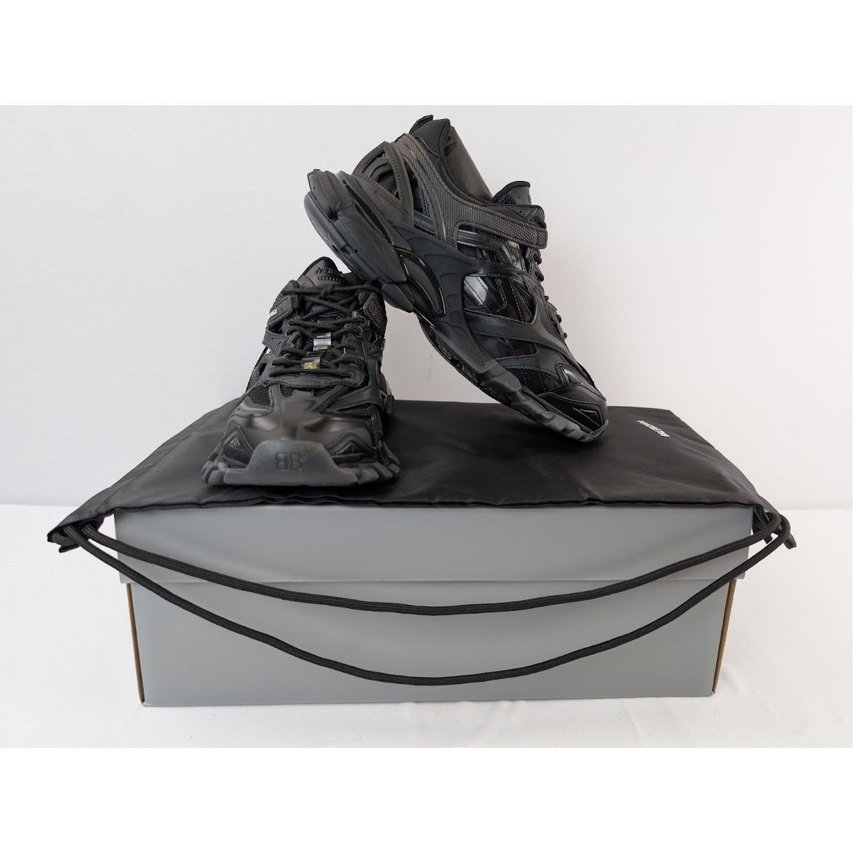 Balenciaga o1rshd1 Q:2 / Track.2 Open Sneakers in Black Size US 11 / EU 44 - 19 Thumbnail