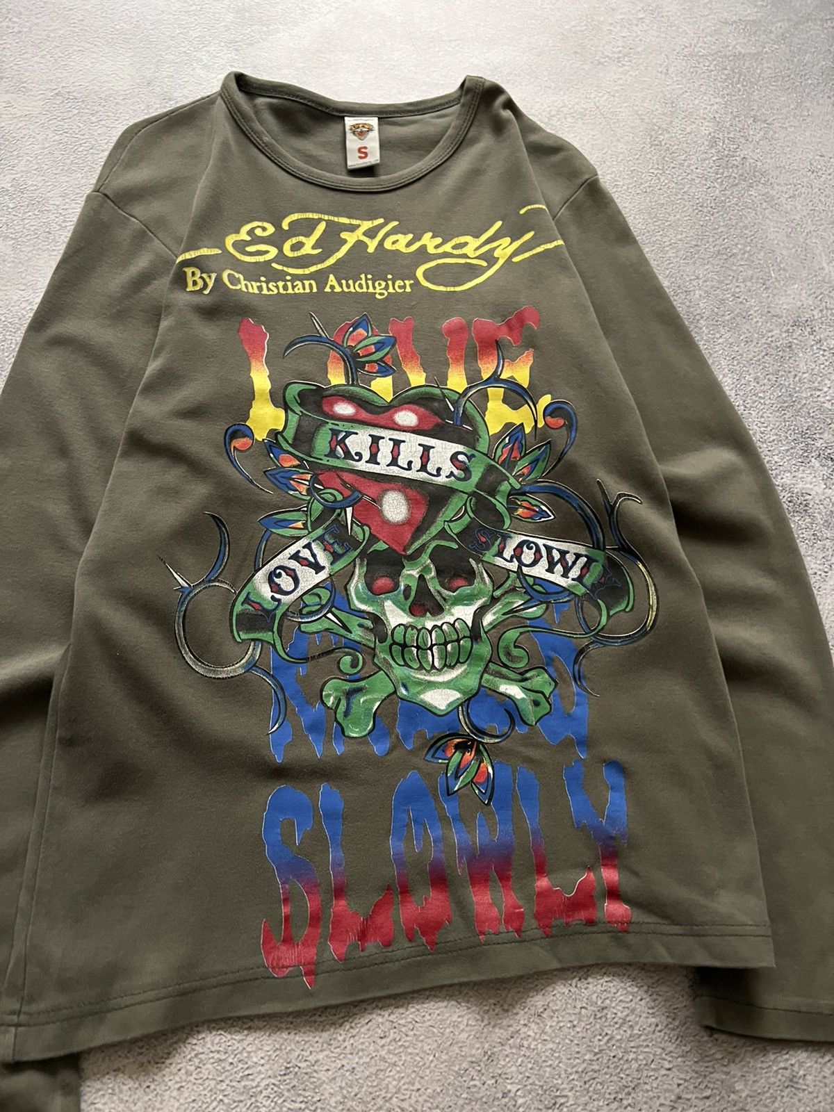 Ed Hardy Vintage Y2k Skull☠️ Love Kills Slowly❤️‍🩹 Long Sleeve 00’s Size US S / EU 44-46 / 1 - 4 Thumbnail