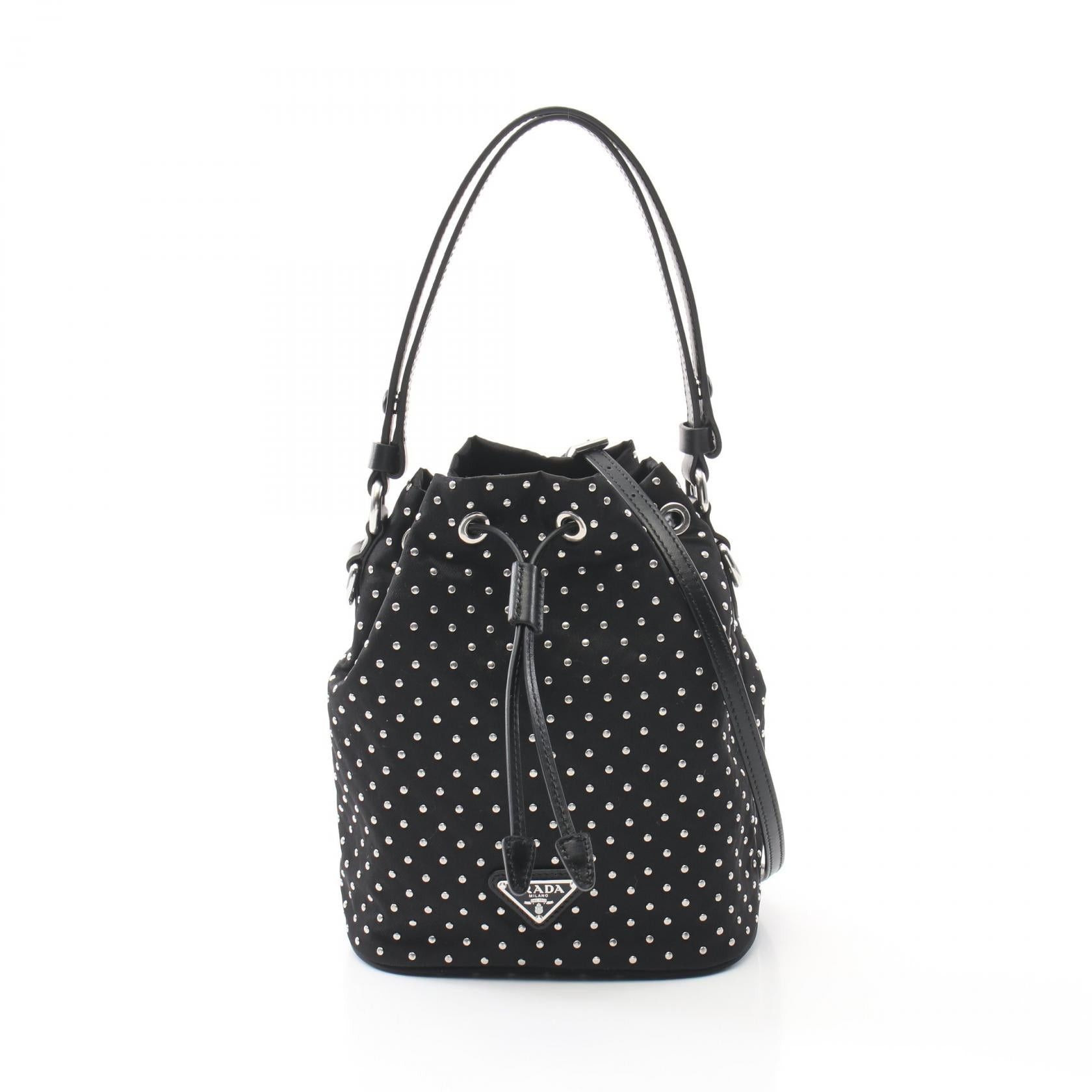 Prada Prada Studs Handbag Nylon Black Size ONE SIZE - 1 Thumbnail