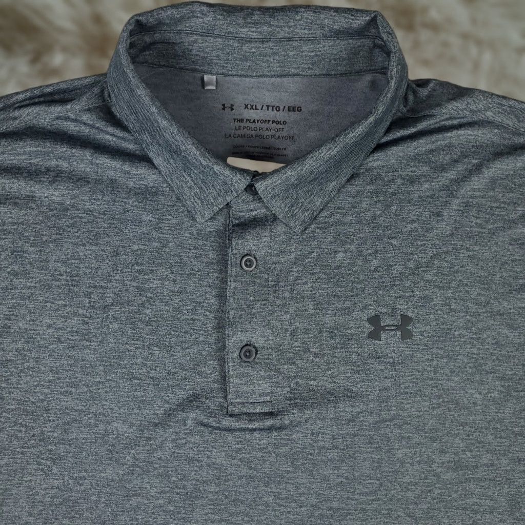 Under Armour Under Armour Polo Shirt Mens 3XL Gray Short Sleeve Golf Casual Size US XXL / EU 58 / 5 - 1 Thumbnail