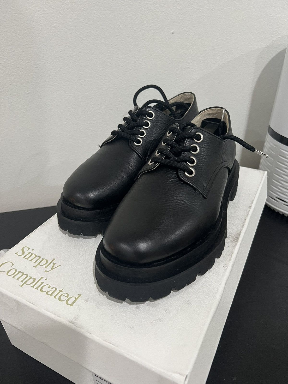 image of Vuja De Simplycomplicated Lug Derby Shoes in Black, Men's (Size 7)