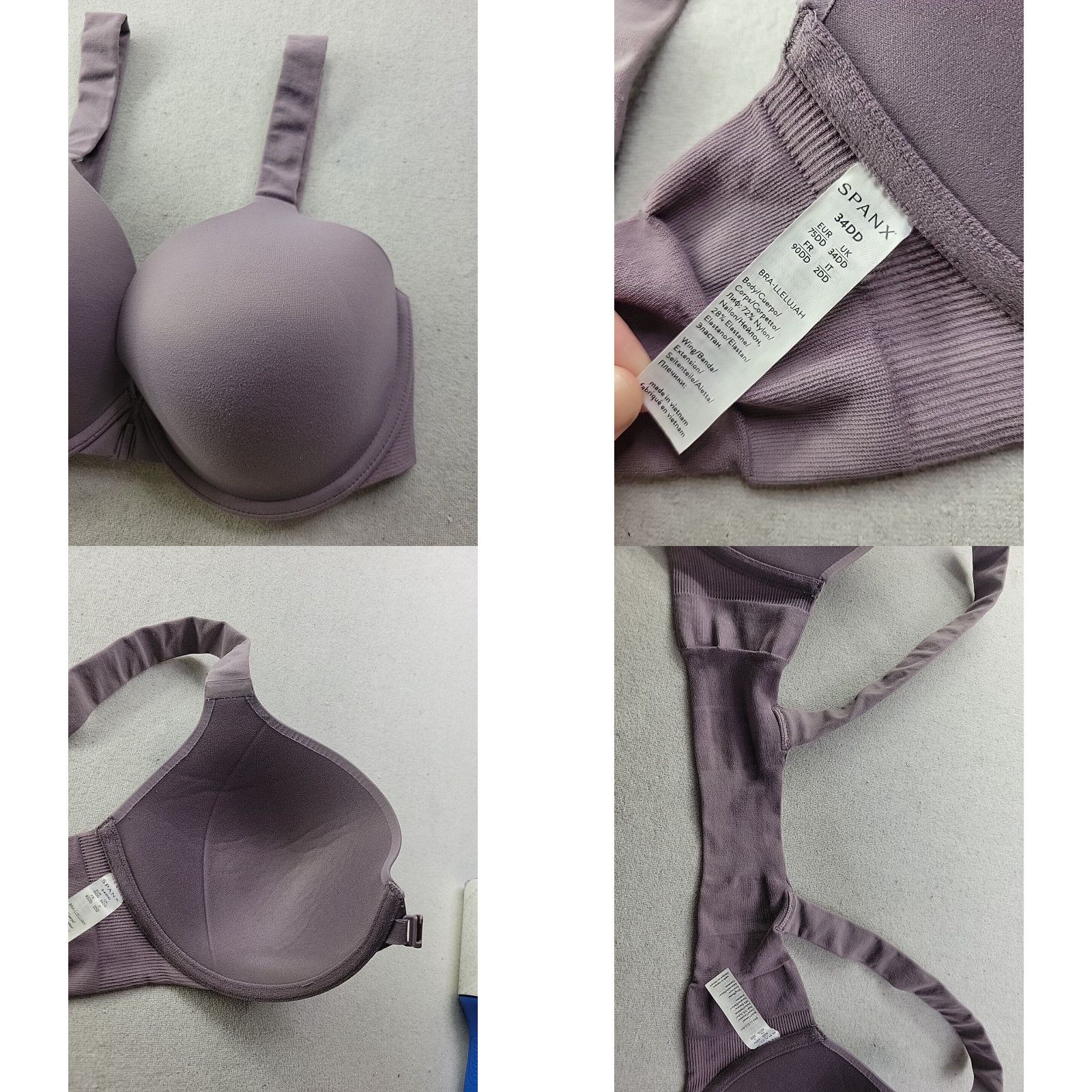 Spanx Spanx 34DD BRA-LLELUJAH Bra Front Closure Comfort Mauve Purple Underwired Lined Size ONE SIZE - 4 Preview