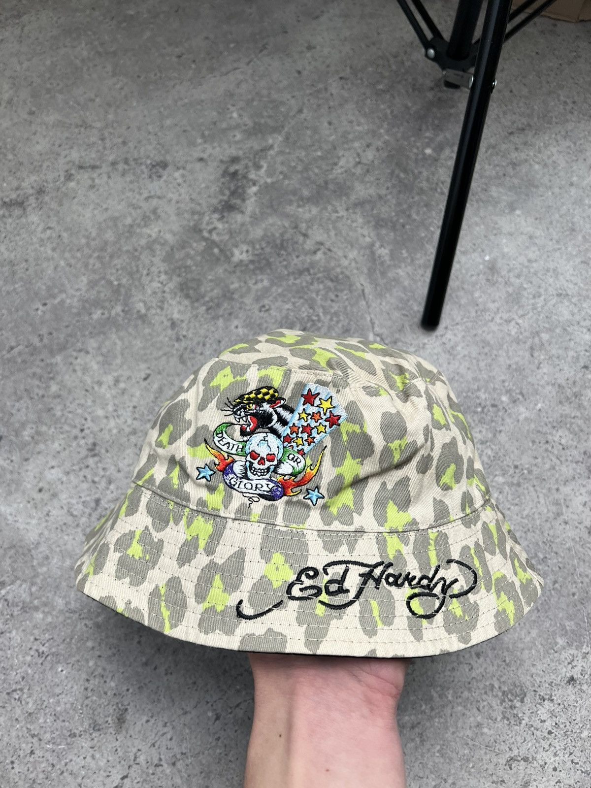 Ed Hardy RARE🔥Ed Hardy Embroidered Tiger Reversible Bucket Hat Panama Size ONE SIZE - 1 Thumbnail