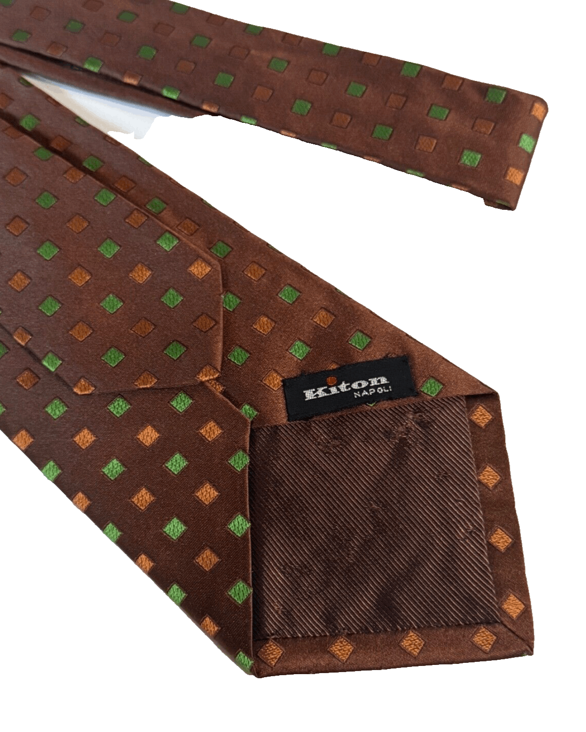 Kiton Kiton 7 Fold Neck Tie Brown Green Orange Squares Silk 3.5x59 Size ONE SIZE - 2 Thumbnail