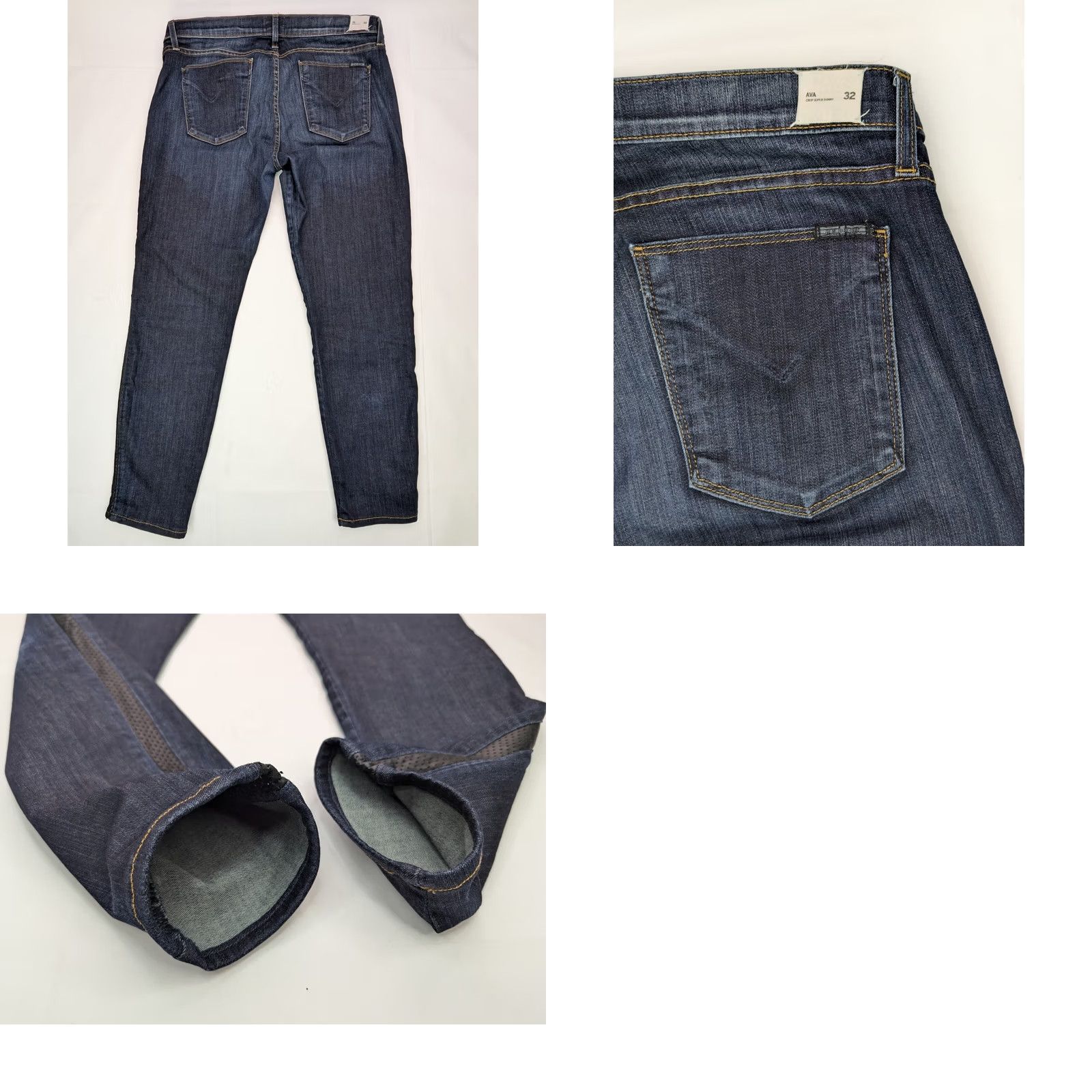 Hudson Hudson Ava Skinny Crop Jeans Women 34x27 Leather Stripe Denim Blue Stretch 5-Pocket Regular Rise Cotton Blend Dark Wash Size 24" / US 00 / IT 34 - 9 Thumbnail