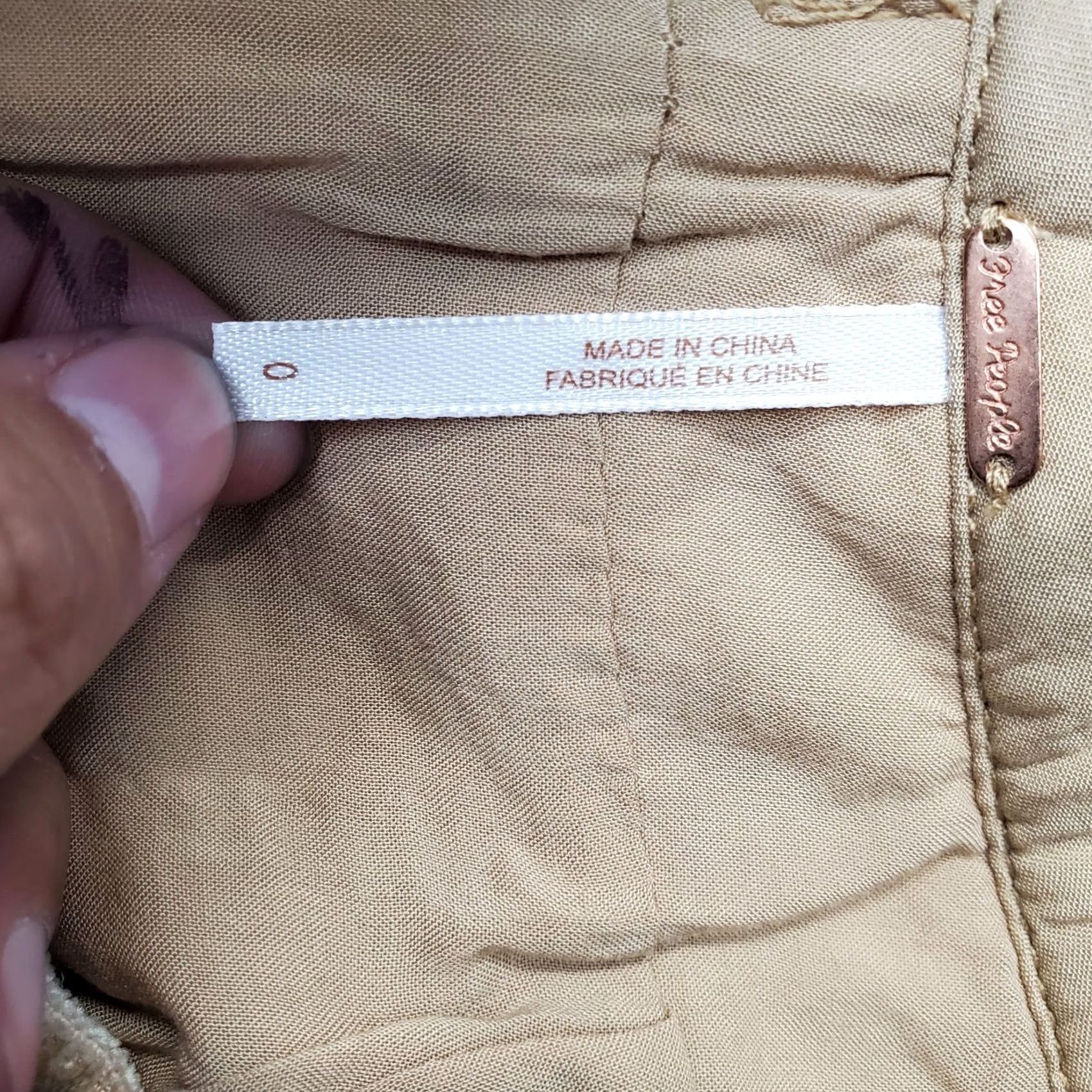 Free People Free People Skirt Womens 0 Tan Crushed Velvet A-Line Mini Lined Pockets Size 25" / US 0 / IT 36 - 5 Thumbnail