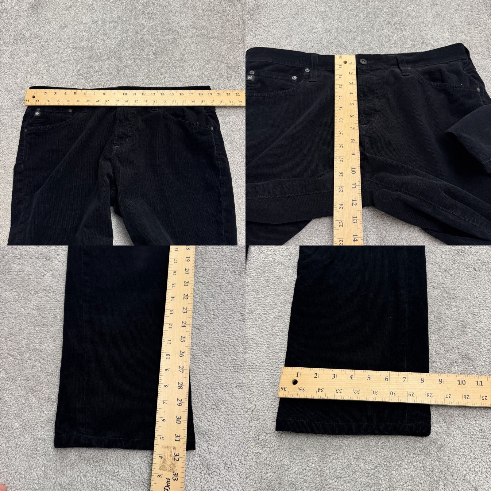 Vintage AG Adriano Goldschmied Slim Straight Leg Corduroy Pants Mens 36x34 Black Cotton Blend Size US 38 / EU 54 - 9 Thumbnail