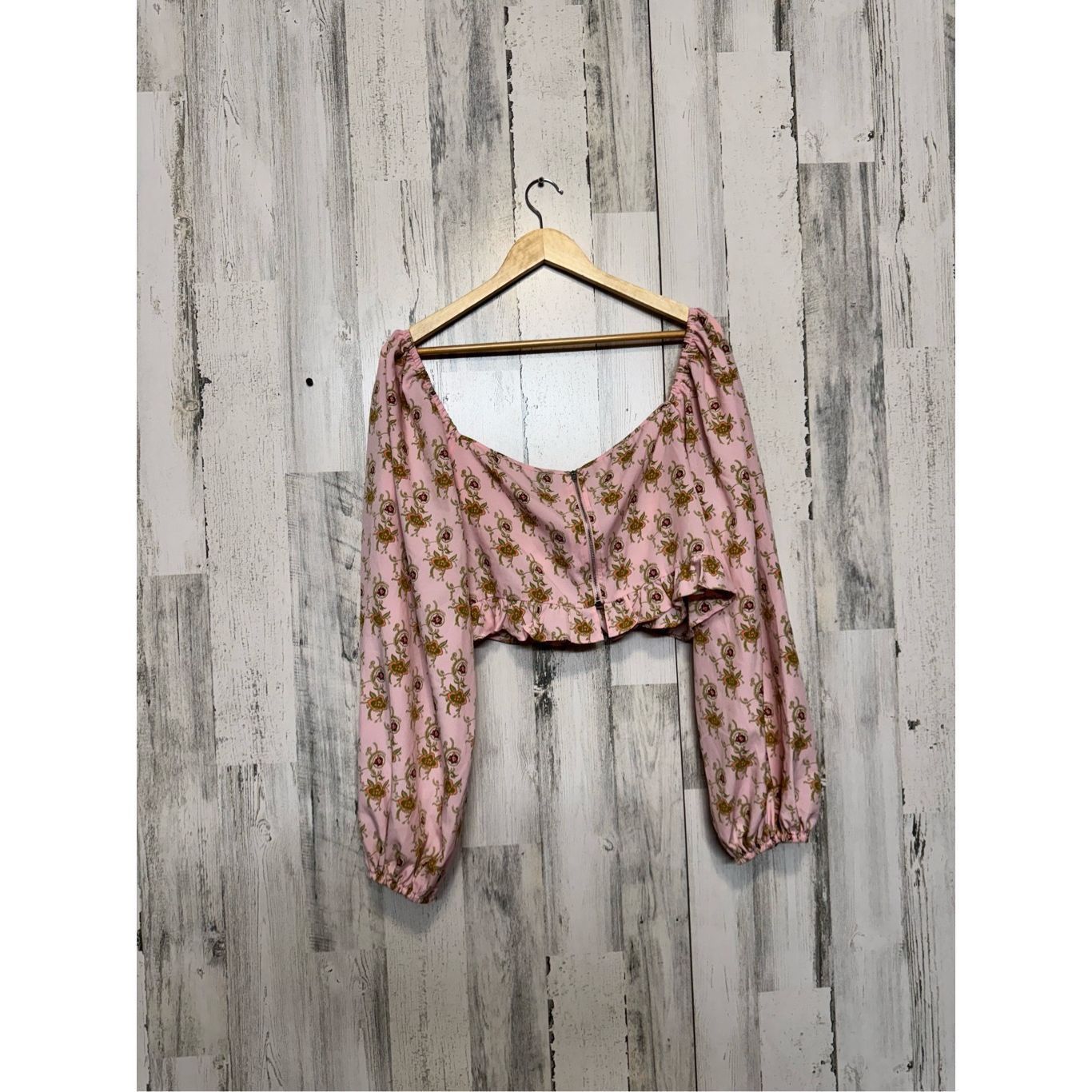 Other Curve Pink Floral Long Sleeve Crop Top 4XL – Puff Sleeve Boh Size 4XL / US 24-26 - 8 Thumbnail