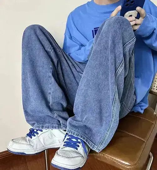 Japanese Brand Blue Color Straight Denim Baggy Pant Size US 32 / EU 48 - 5 Thumbnail