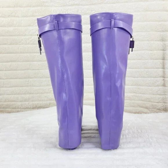 Other Fold Over Skirted Knee Boots 3" Wedge Heel Pull On Half Zipp Size US 7 / IT 37 - 3 Thumbnail
