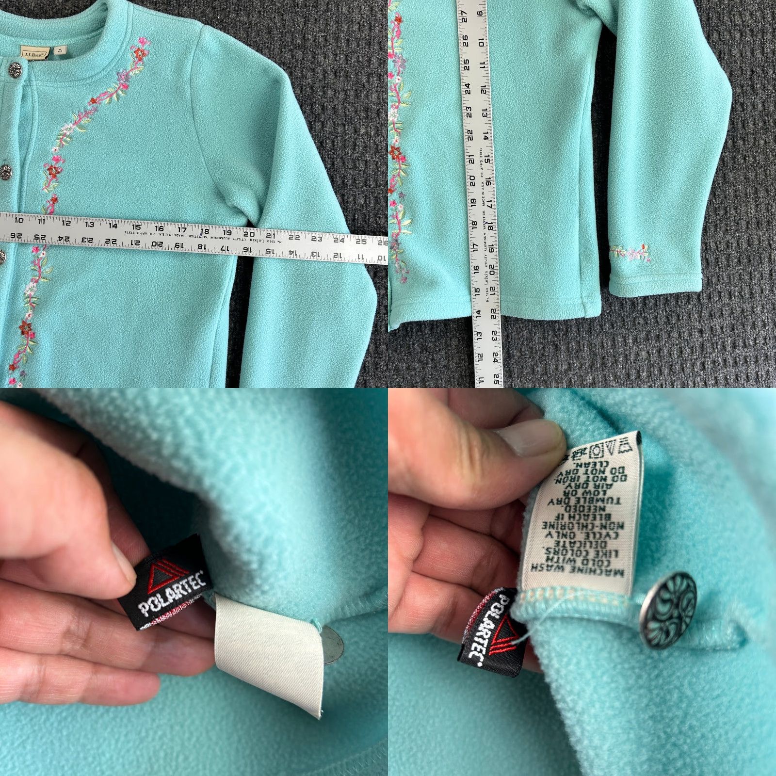 Vintage VINTAGE L.L.Bean Cardigan Crew Neck Fleece Floral Embroidered Blue Women M Casual Plant Size M / US 6-8 / IT 42-44 - 8 Thumbnail
