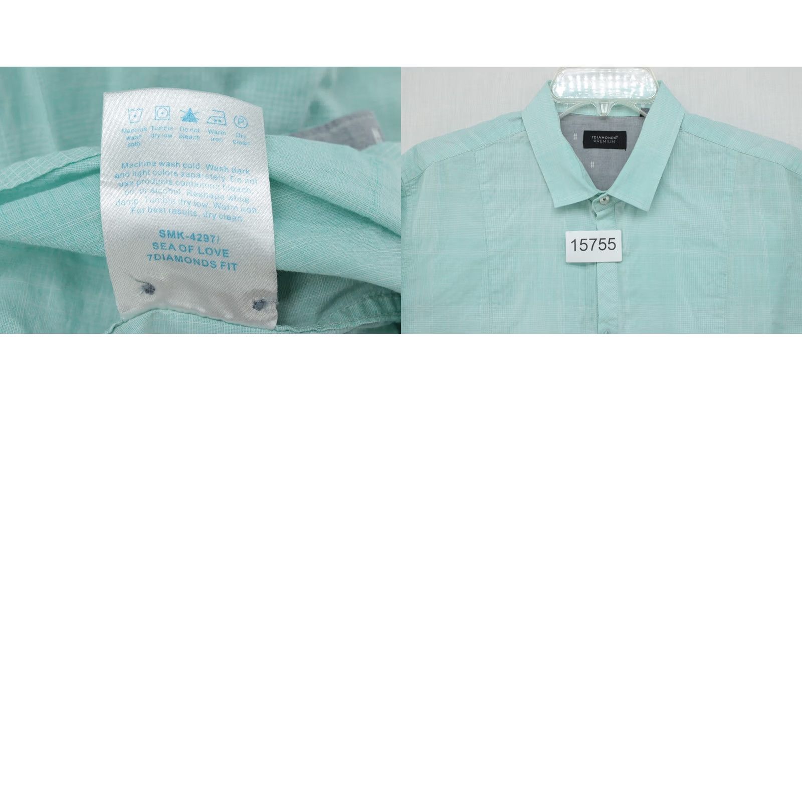 Vintage 7 Diamonds Sea Of Love Button-Up Shirt Men L Green Check Long Sleeve Casual Office Size US L / EU 52-54 / 3 - 8 Thumbnail