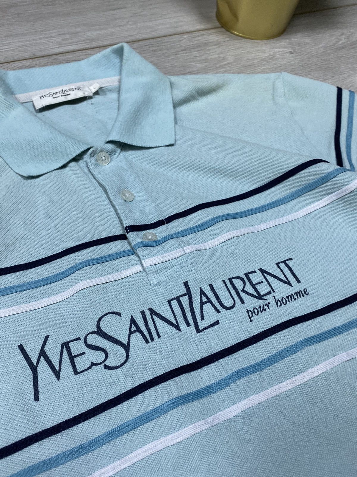Yves Saint Laurent Yves Saint Laurent pour homme YSL big logo polo stripes Size US L / EU 52-54 / 3 - 2 Thumbnail