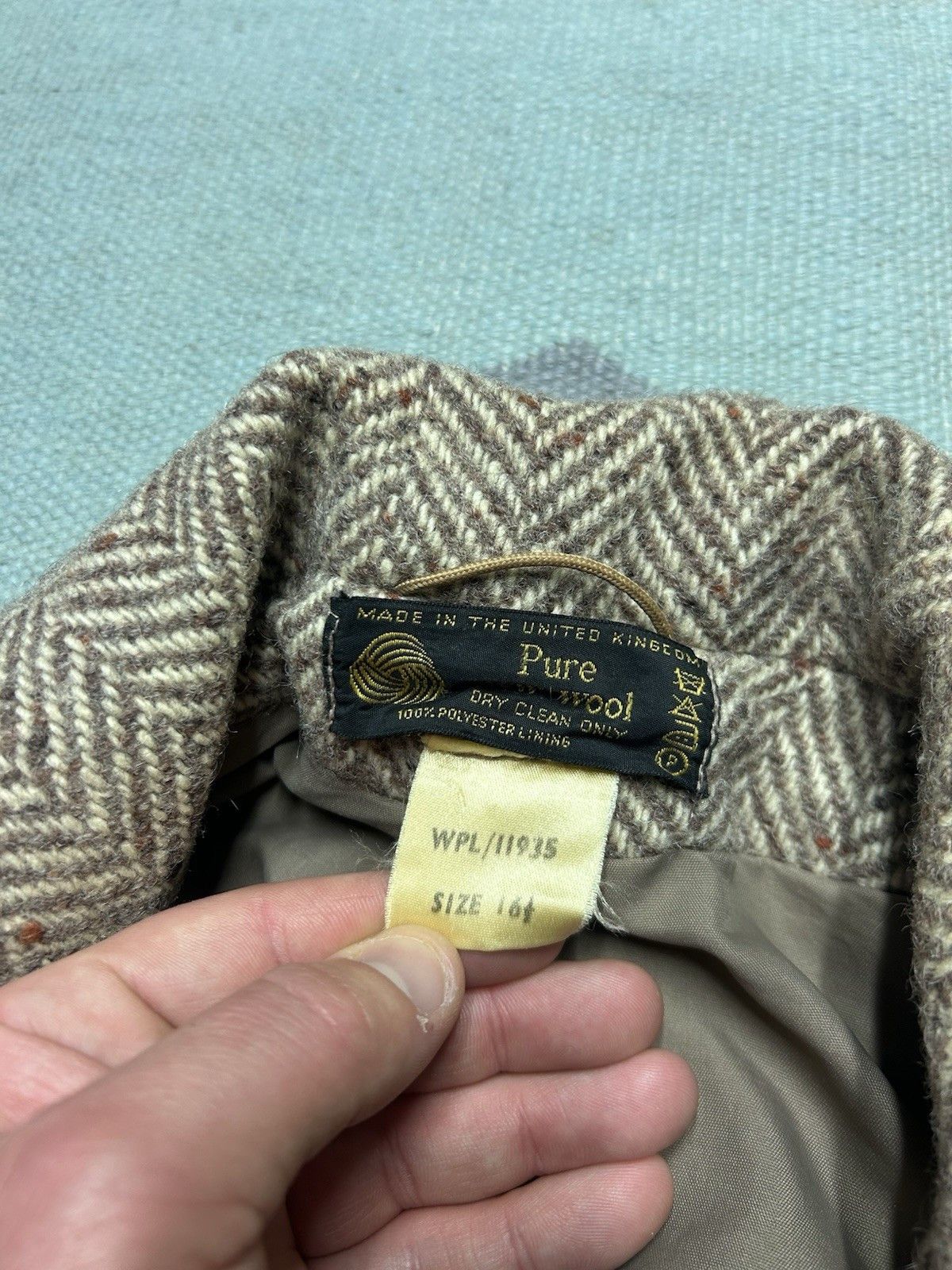 Vintage Kashmoor wool trench coat double breasted herringbone 16.5 Size L / US 10 / IT 46 - 5 Thumbnail