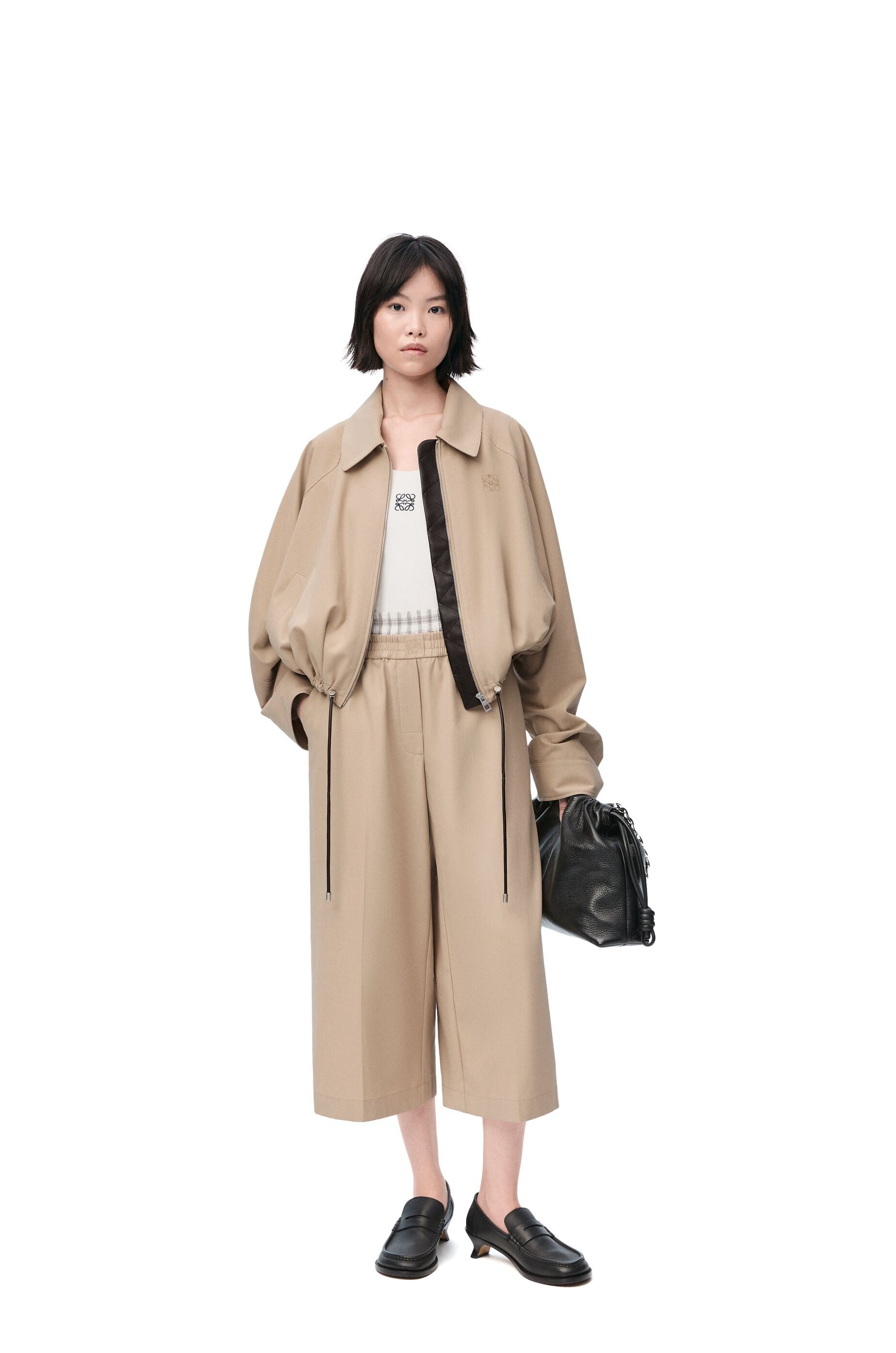 Loewe o1in1g0426 Cropped Trousers in Beige Size 26" / US 2 / IT 38 - 2 Thumbnail