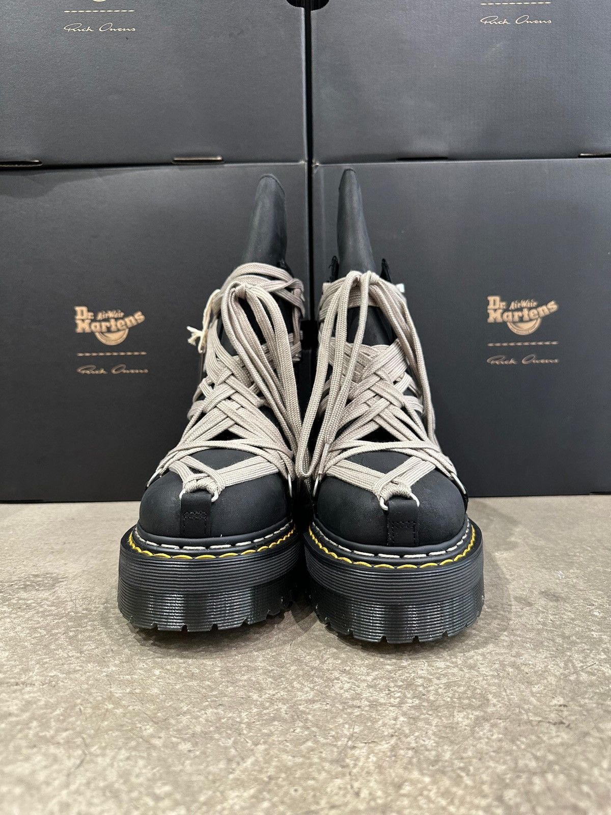 Dr. Martens × Rick Owens RICK OWENS - Dr.Martens 1460 Quad Sole Mega Lace Boot Black Size US 7 / EU 40 - 2 Thumbnail