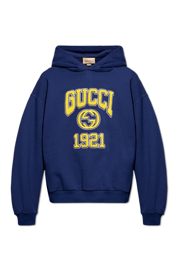 Gucci o1loc1c0925 Cotton Jersey Hooded Sweatshirt in Navy Blue Size US XS / EU 42 / 0 - 1 Thumbnail