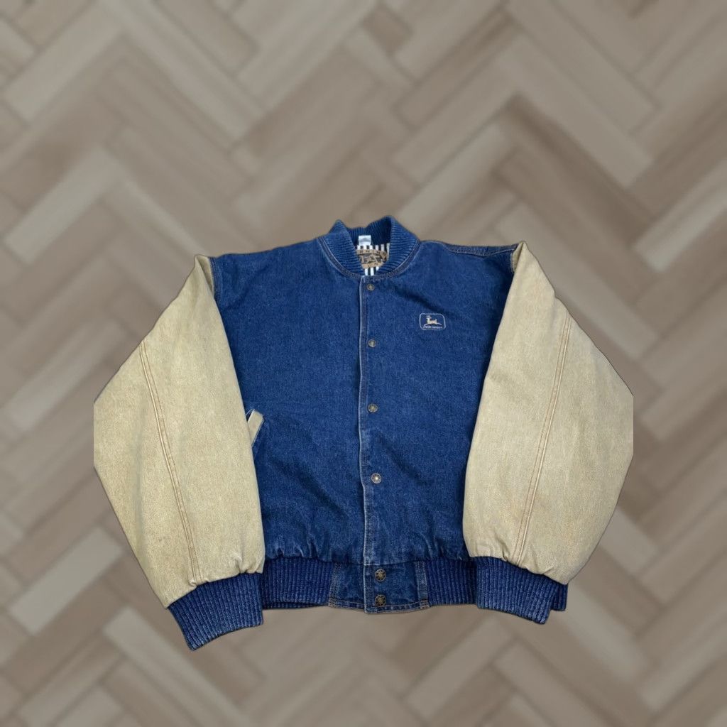 Denime VINTAGE Turning Point Denim Bomber Jacket Mens XL Blue Logo Embroidered Lined Shirt? Size US XL / EU 56 / 4 - 1 Thumbnail