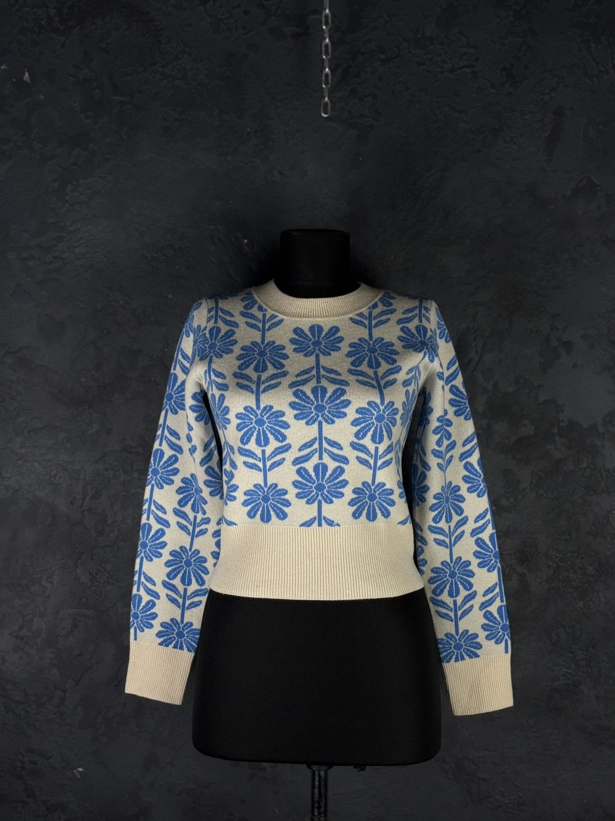 Sandro Sandro Hughes Wool & Cashmere Floral Jacquard Sweater Size XS / US 0-2 / IT 36-38 - 1 Thumbnail