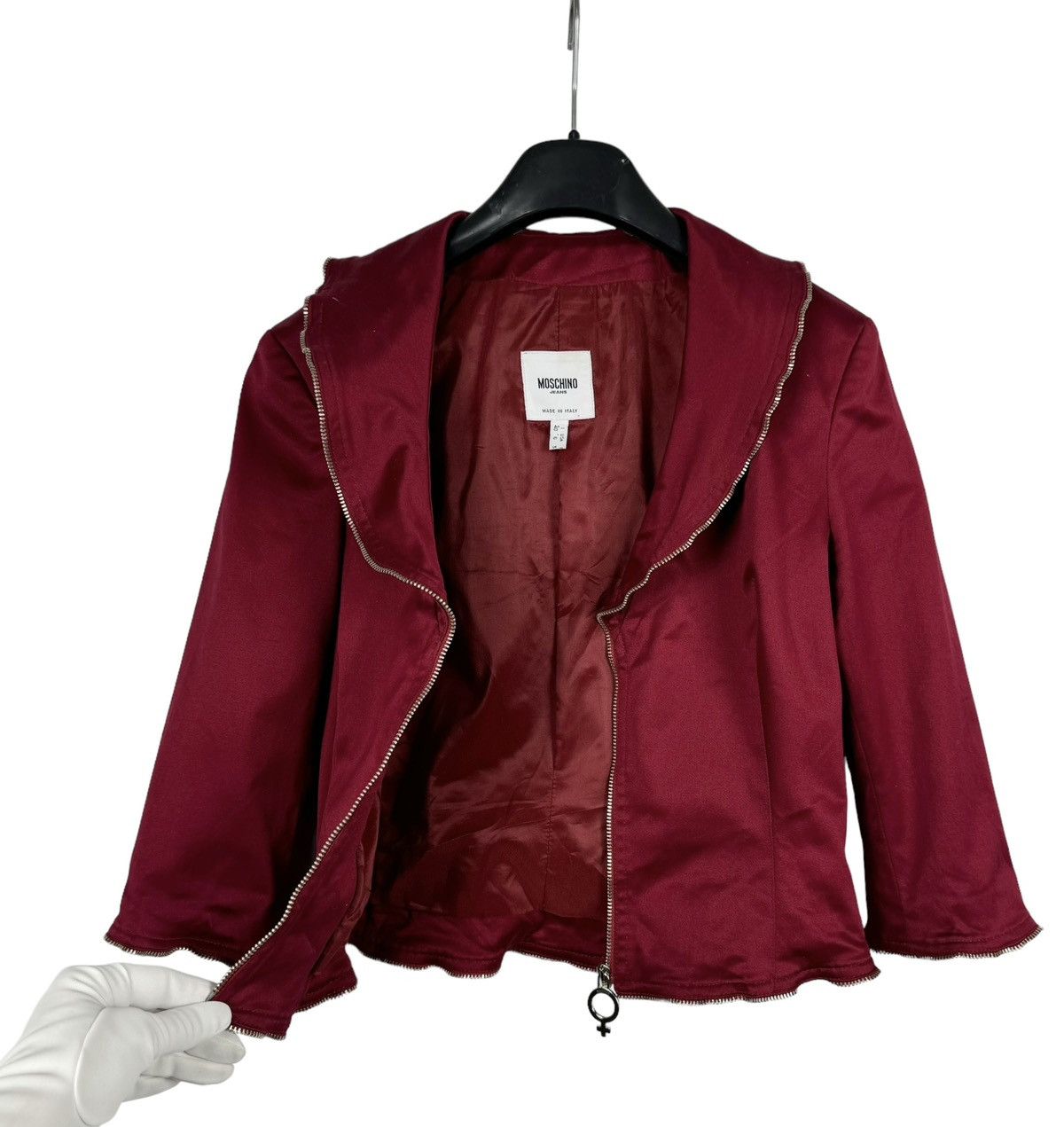 Moschino × Vintage Moschino 00s Zips Short Jacket Satin Iconic size US6 IT40 Size S / US 4 / IT 40 - 10 Thumbnail