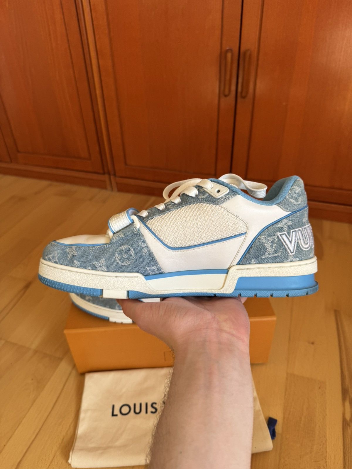 Louis Vuitton Louis Vuitton LV Trainer Velcro Strap Blue Denim Size US 10.5 / EU 43-44 - 5 Thumbnail