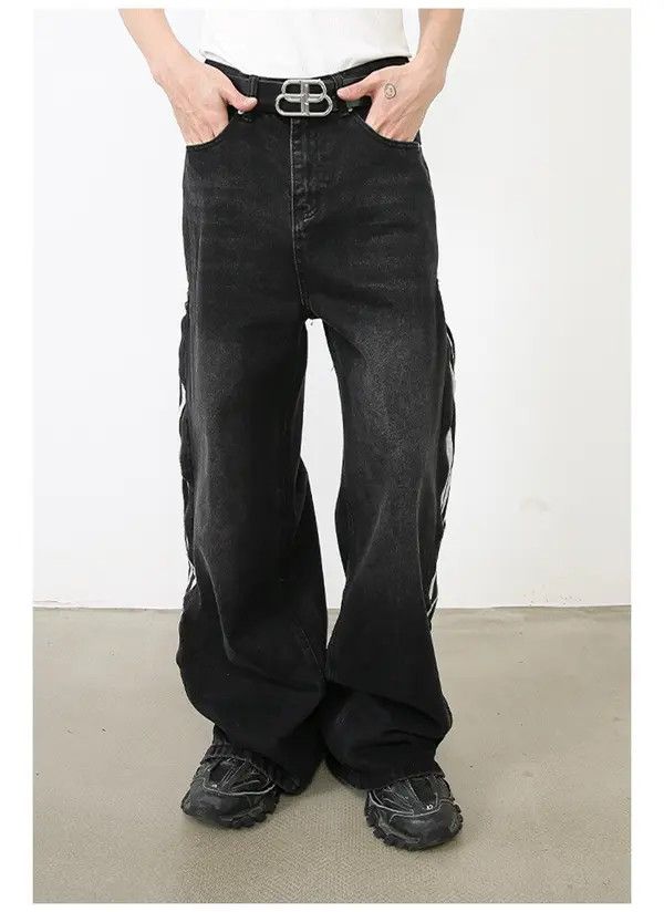 VIBE Track Baggy Black Denim Jeans Size US 33 - 5 Thumbnail