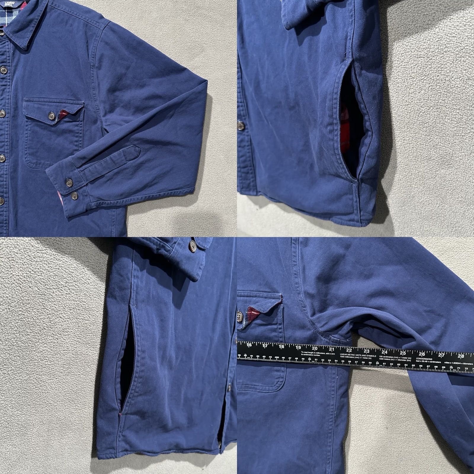 Lands' End Lands' End Shirt Mens Medium Blue Red Flannel Lined Work Jacket Shacket Button Up Size US M / EU 48-50 / 2 - 8 Thumbnail