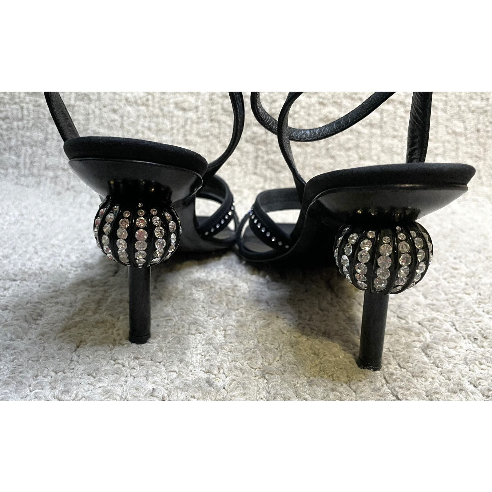 St. John St. John Black Rhinestone Sandals Shoes Womens 7B Evening Size US 7 / IT 37 - 12 Thumbnail